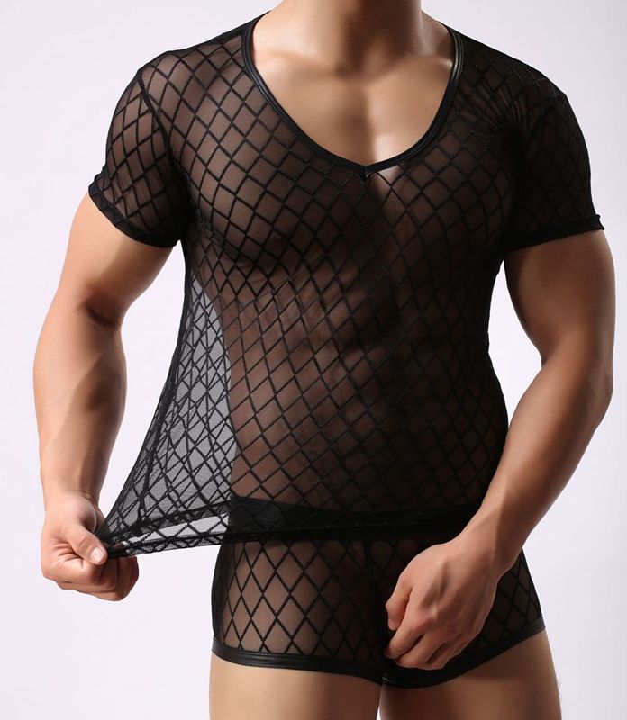 Mens T Shirts Fashion Mens Sexy Singlet Plaid Transparent Mesh T Shirts Gay Male  Exotic Tshirt Club Wear Fetish Sleepwear T Shirt Undershir From Peanutoil,  $27.85 | DHgate.Com