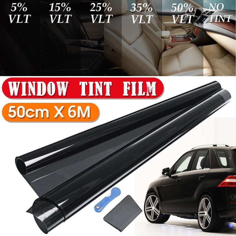 6m 0 5 M Car Window Black Tint Film Tinting Roll Kit Vlt 8 15 25 35