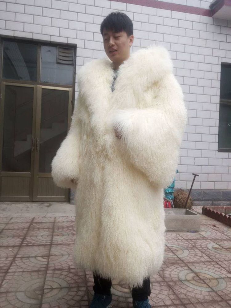 Women Long Mongolia Sheep Fur Coat 