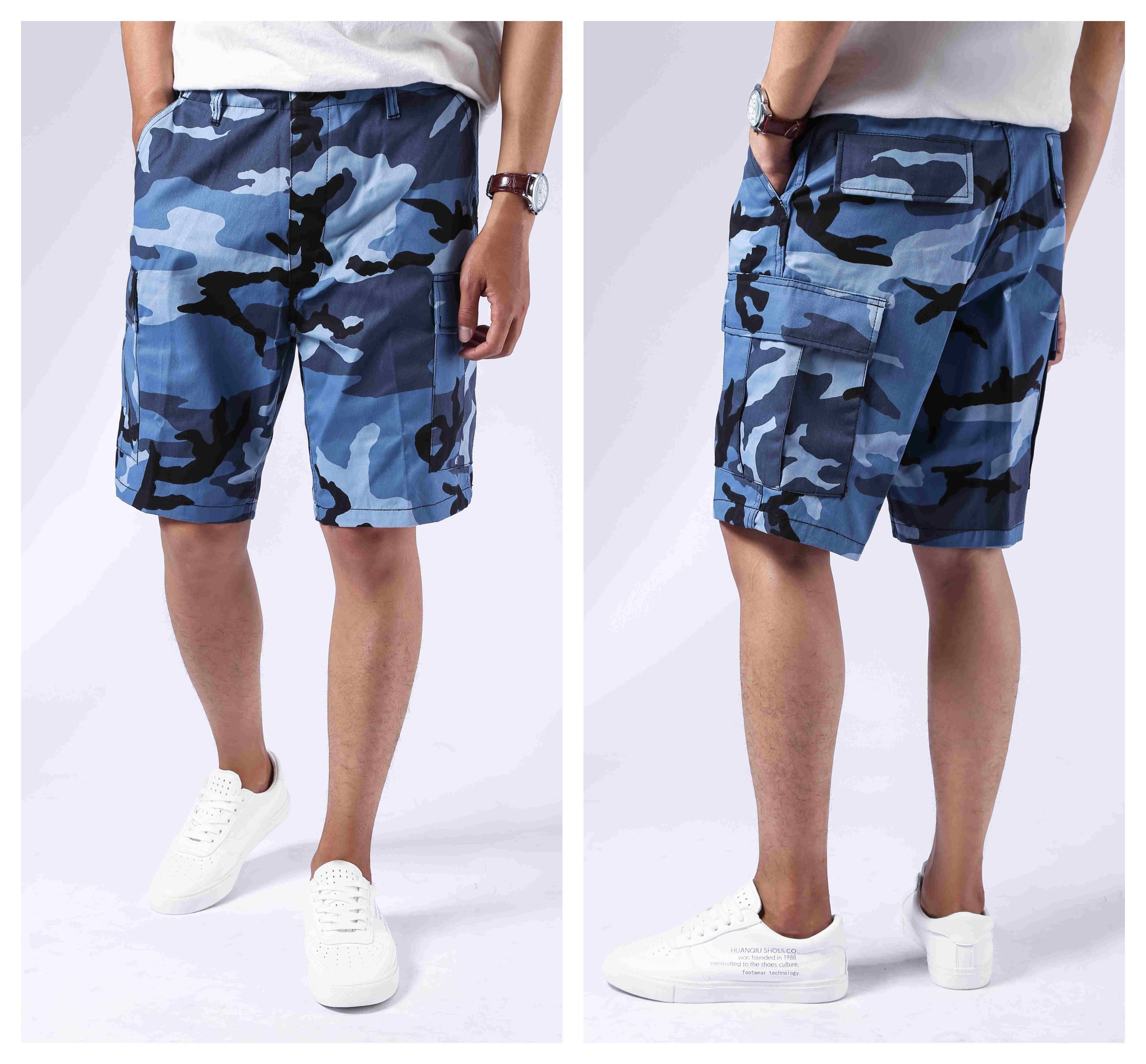 blue camo cargo shorts