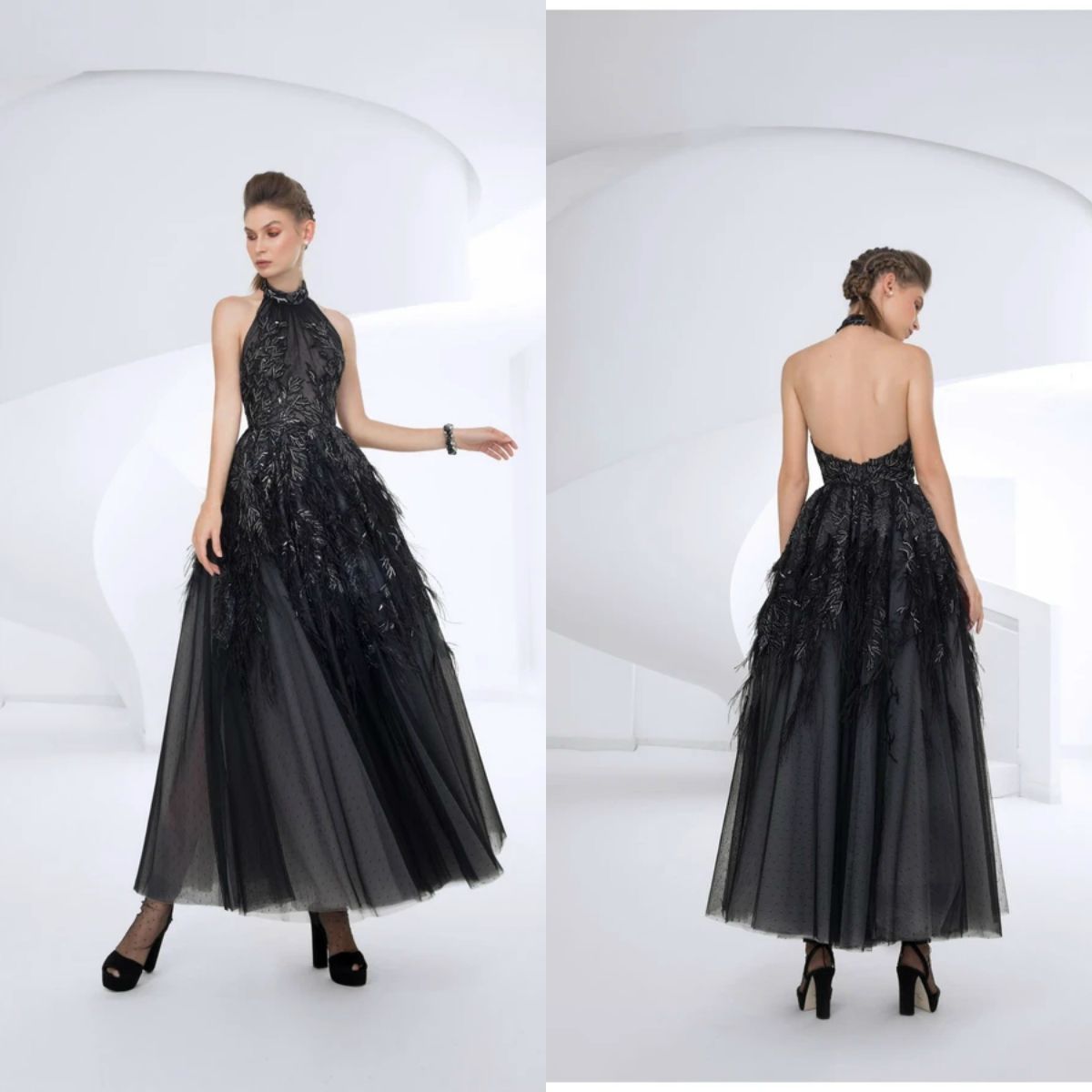 black soiree dresses