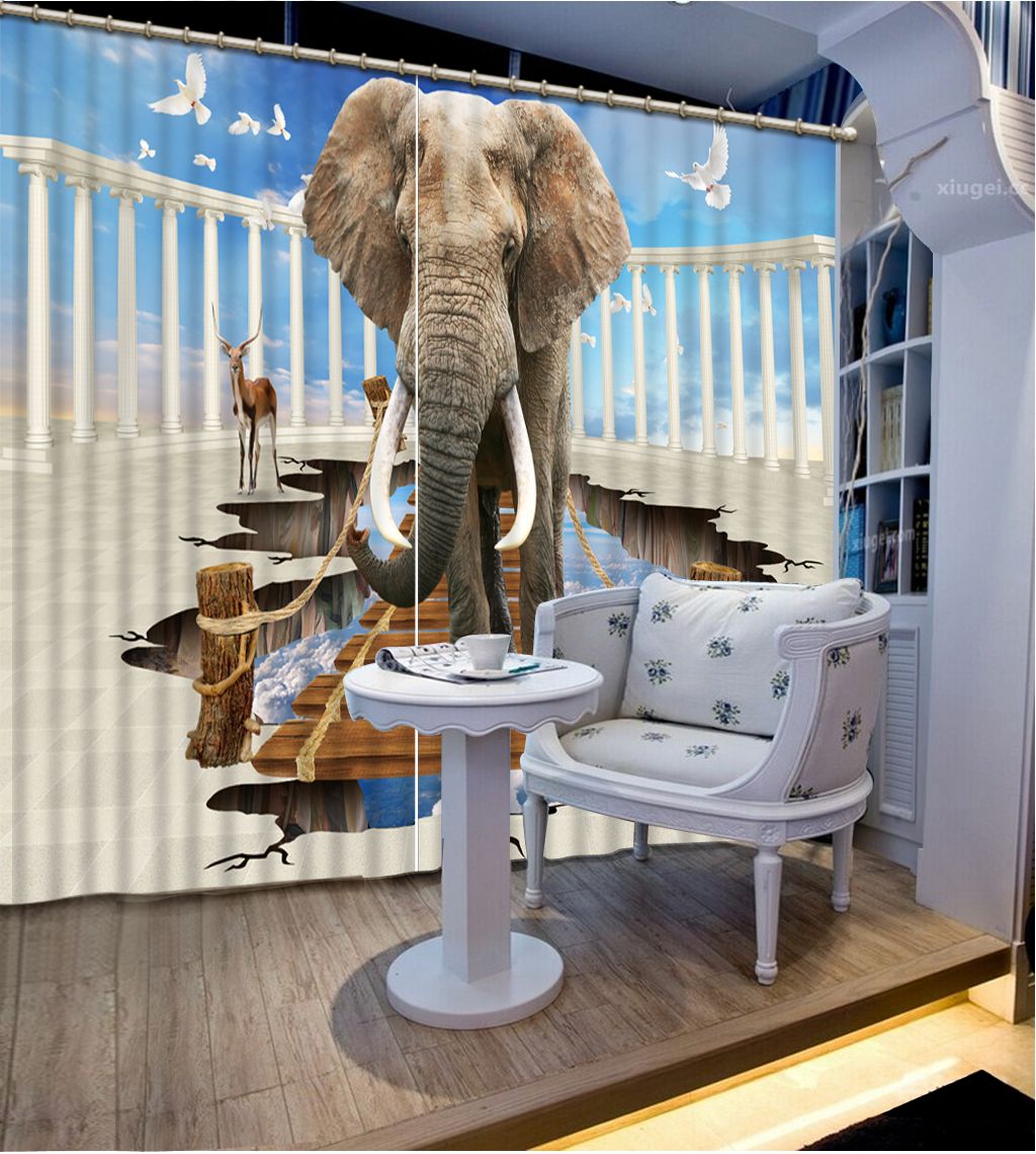 2020 Elephant Window Curtain For Living Room Bedroom Blackout Curtains