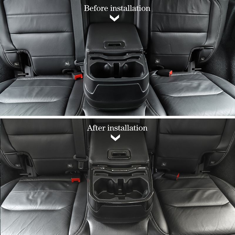 Carbon Fiber Abs Rear Armrest Cup Holder Decoration Fit Jeep Wrangler Jl 2018 Auto Interior Accessories Seat Covers And Floor Mats For Cars