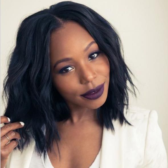 Short Bob Wig Jet Black Body Wave Synthetic Lace Front Wig With