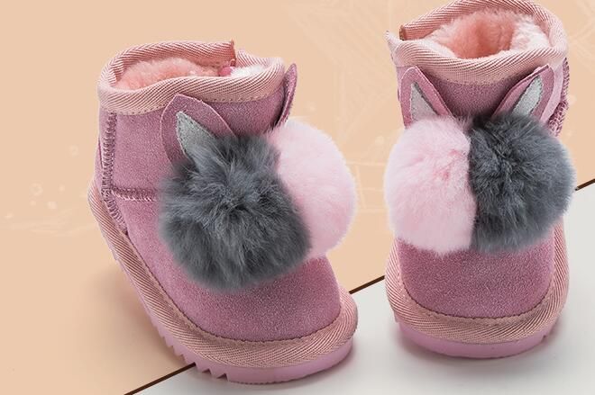 Invierno 2018 de nieve nuevas Botas niñas Zapatos de invierno niña Piel Botas de goma para niños Zapatos de algodón de cuero para