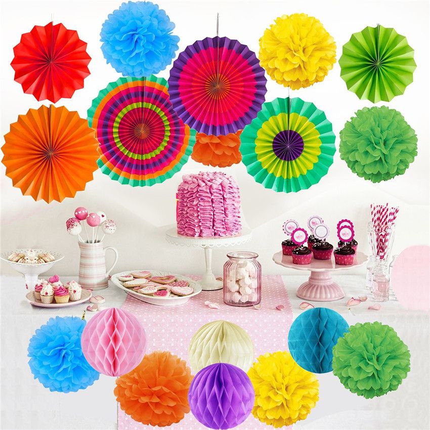 Paper Fan Flower Paper Flower Balls Sets Birthday Party Paper Fan