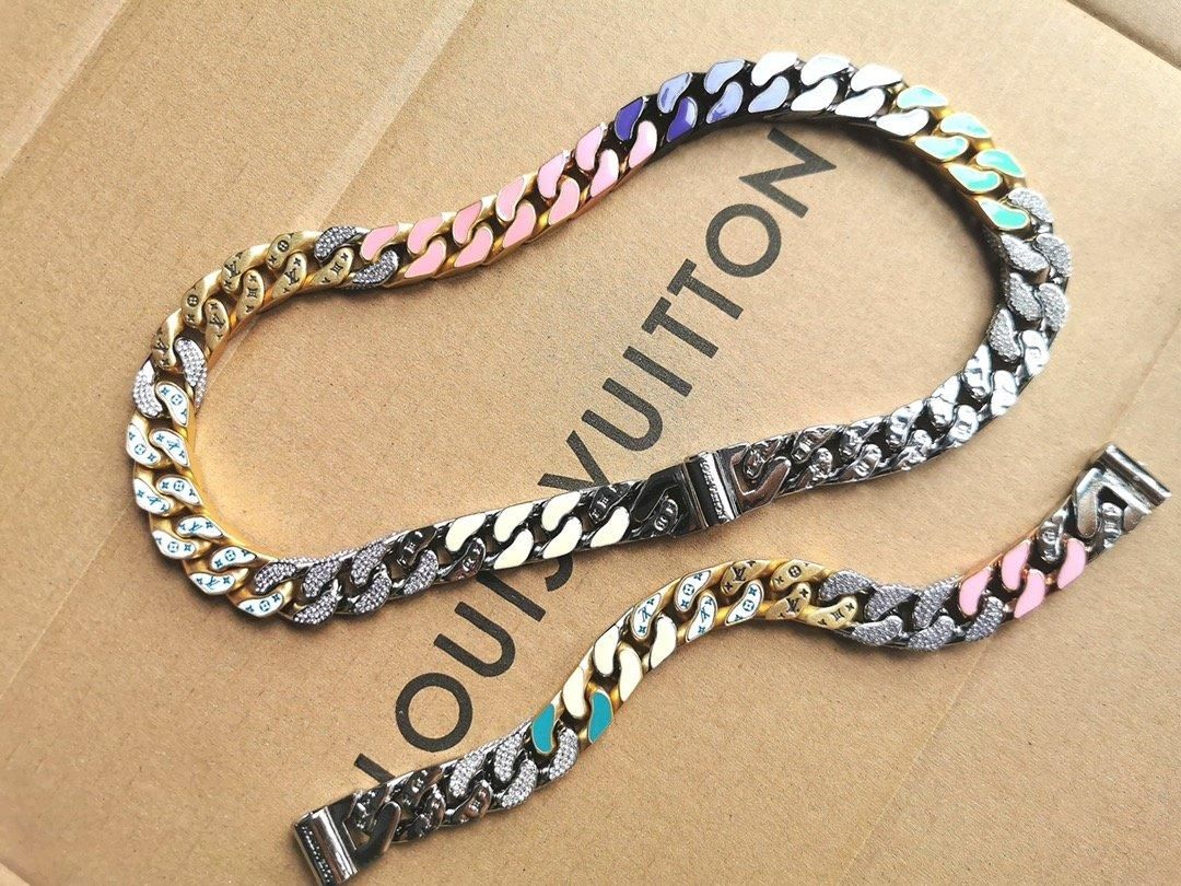 Louis Vuitton Louis Vuitton Soapy Multi Patches Cuban Chain Link Necklace