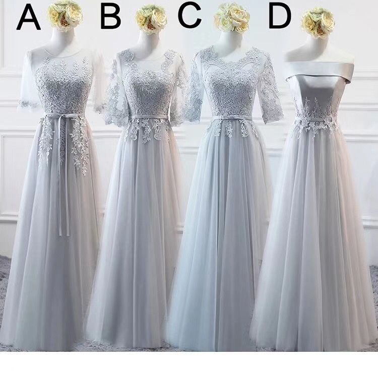 silver grey dress and jacket