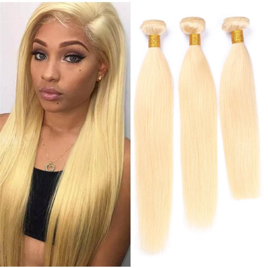 2019 613 Russian Blonde Straight Hair Extensions Bundles Deals