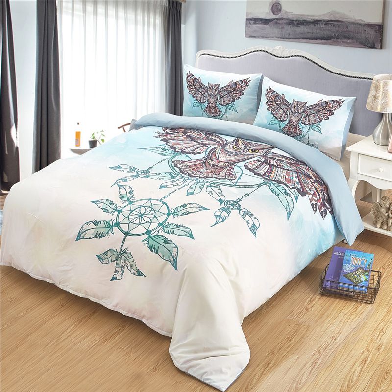 Animal Suzaku Windbell Owl Digital Print Bedding Set Quilt Cover