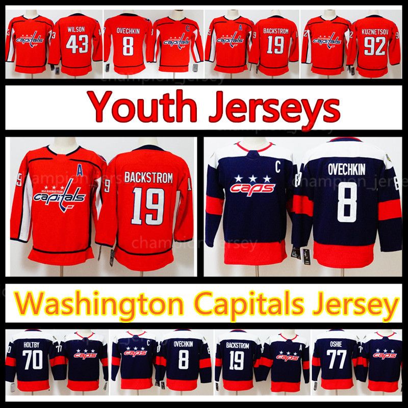 2020 Youth Washington Capitals Jersey NHL 8 Alex Ovechkin Nicklas