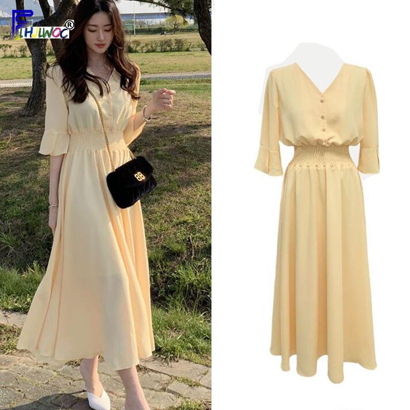 women's v neck summer dresses