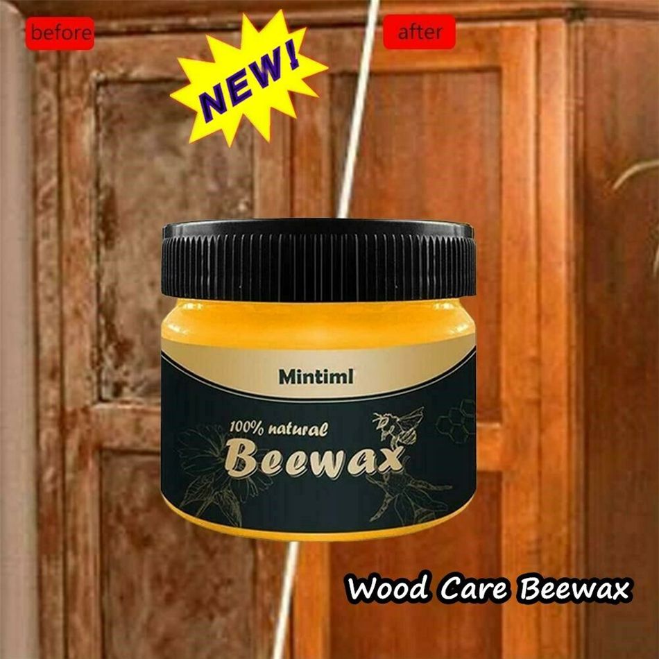 Wood Seasoning Beewax & Sponge Complete Furniture Solution Care Bees Wax 