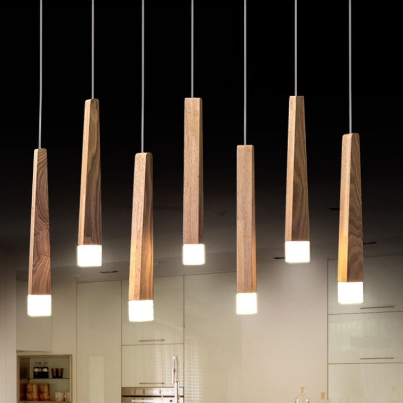 Modern Japanese Style Wood Led Pendant Lights Kitchen Restaurant Hang Lamp Modern Lustre Pendent Lamp Loft Deco Indoor Lighting Ceiling Fixtures Light
