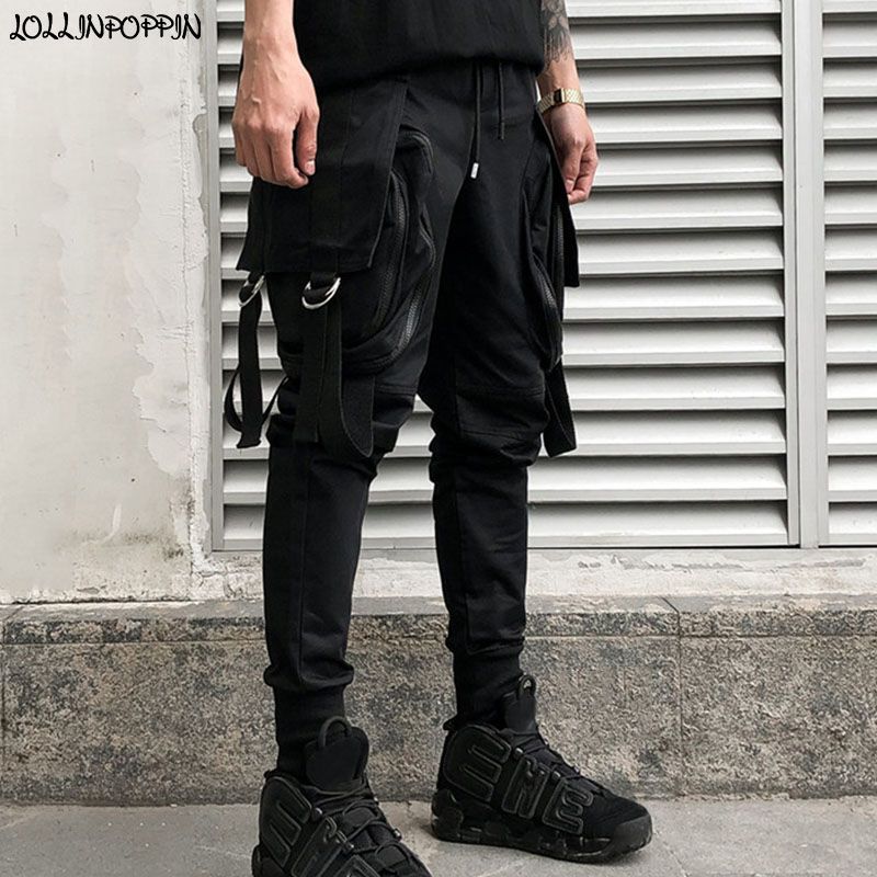 multi flap pockets drawstring cargo jogger pants