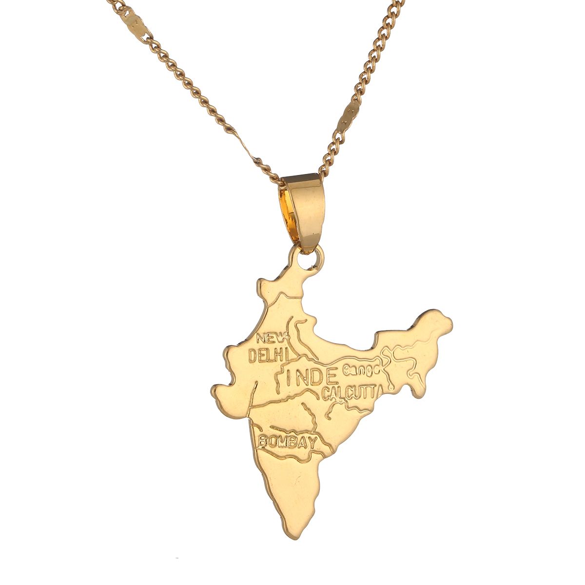 Wholesale Gold Color Republic Of India Map Pendant Necklace Trendy