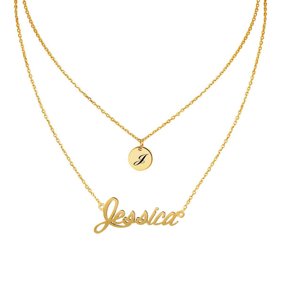 Disc and Name necklace