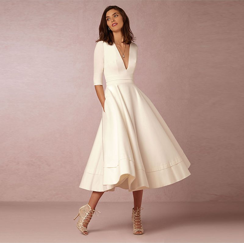 plain white midi dress