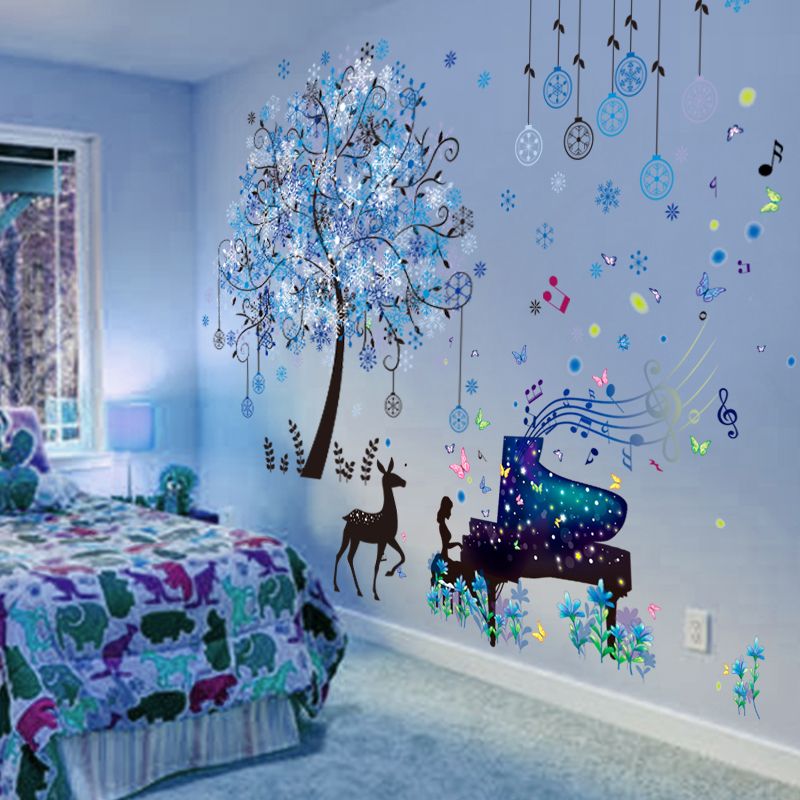 Romantic Wonderland Deer Tree Wall Sticker Diy Girl Piano Wall