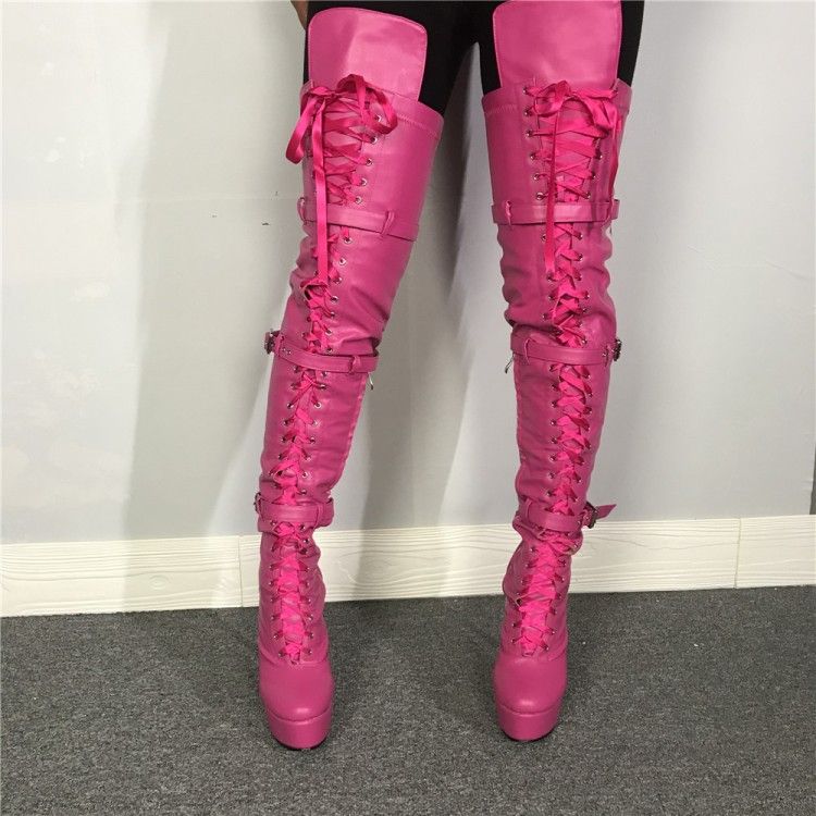 Rontic Handmade Women Platform Thigh High Boots Stiletto High Heels ...