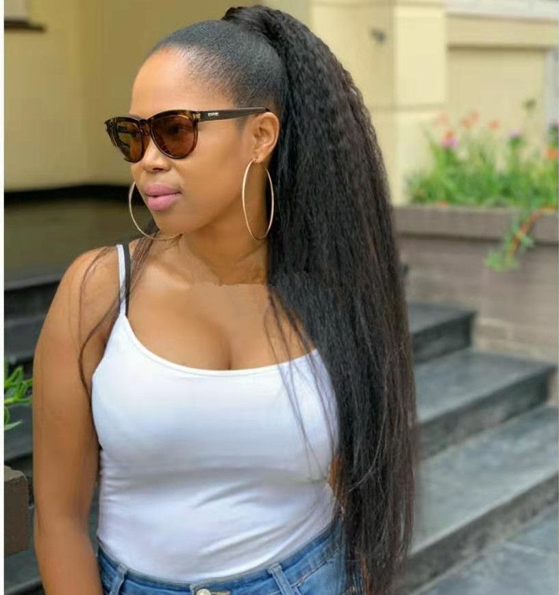 Kinky Straight Clip In Ponytail 18inch Hidden Ponytail Piece Pony