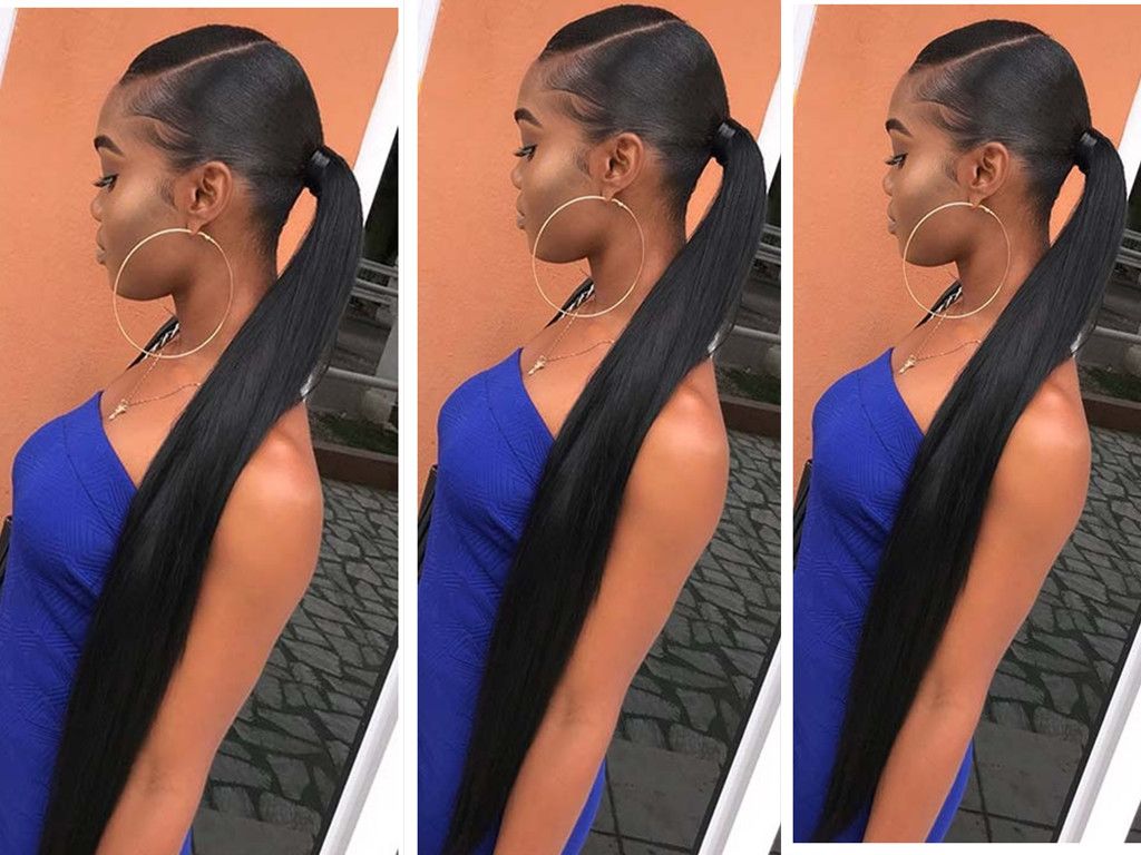 Low Sleek Silky Straight Pony Tail Hairpiece Wrap Around New