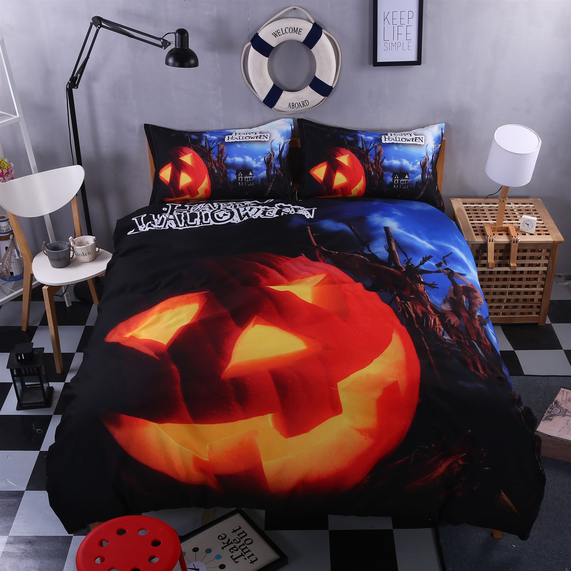 Happy Halloween Series Bedding Set Single Double King Size 2 With Pumpkin Skull Comforter Cover Gift For Kids Quilt Cover King Comforters Duvet Sale From Meetbedding 42 22 Dhgate Com