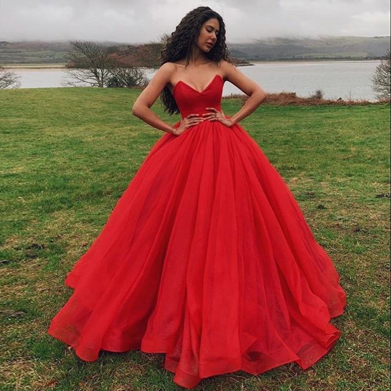 red prom dress princess