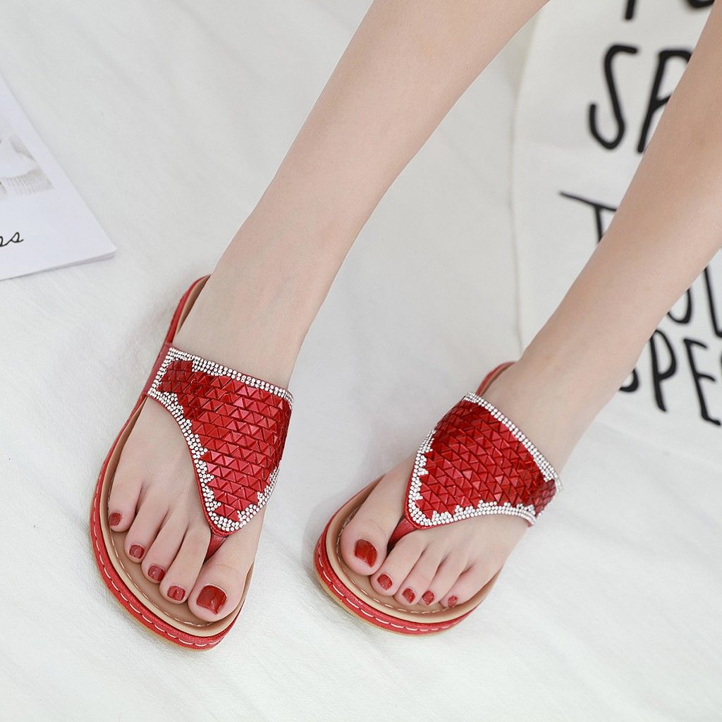 red bling flip flops
