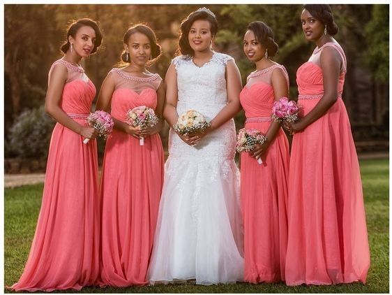 coral sequin bridesmaid dresses
