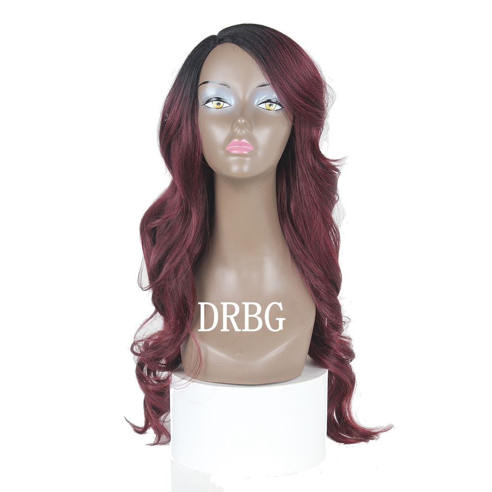 Cheap Blonde Ombre Color Wig Natural Black Purple Body Wave Hair