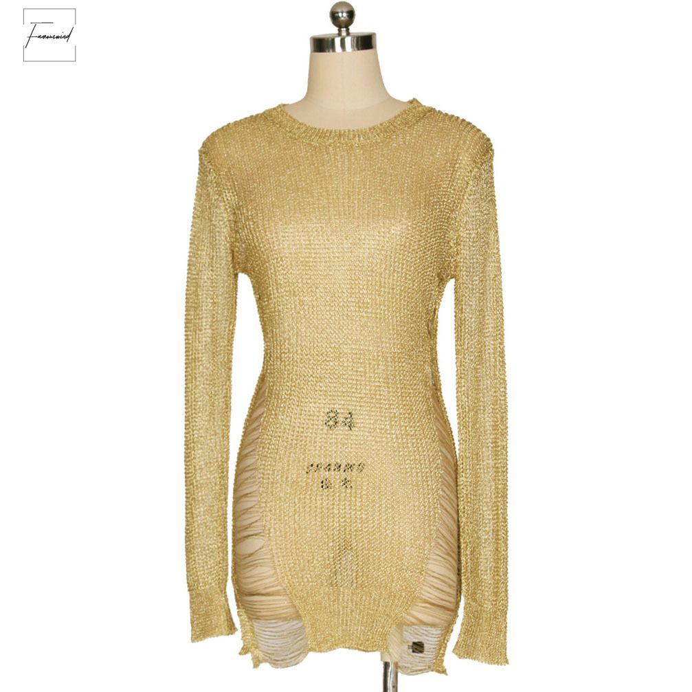 shredded sweater dress