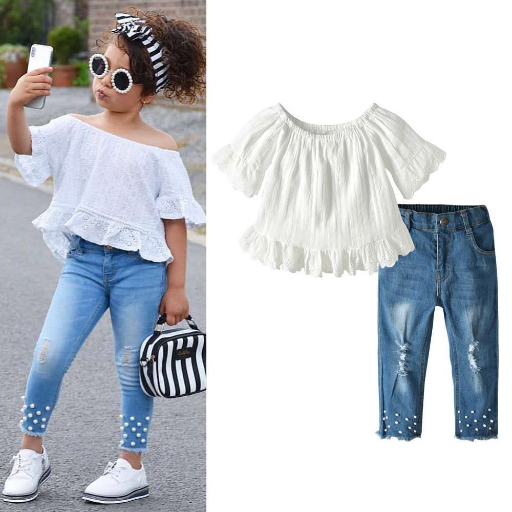 jeans long tops for girls