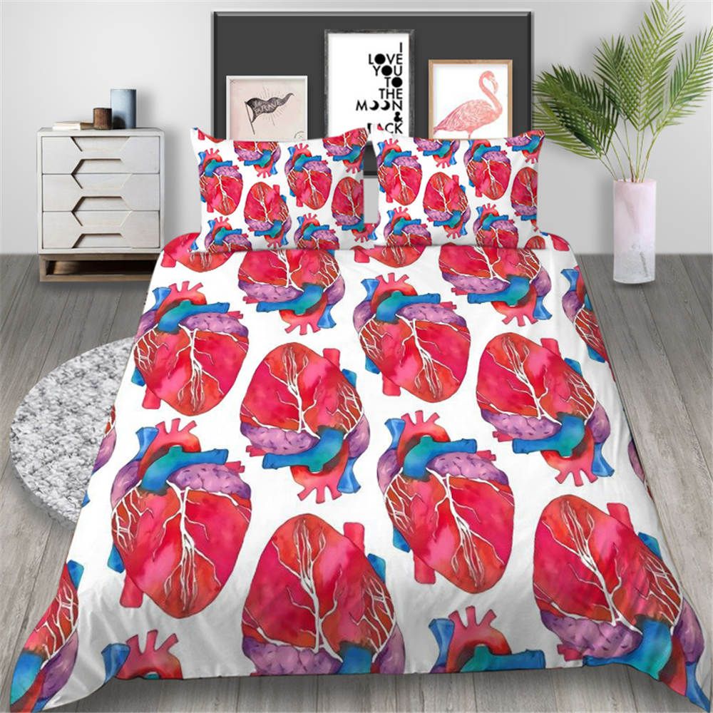 Heart Bedding Set Queen Size Creative Funny White Duvet Cover King