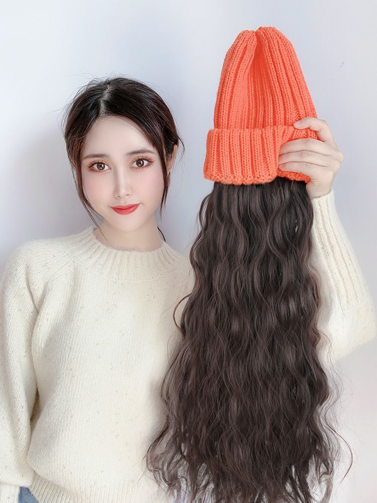 Hat Connection Wig Women Long Hair Curly Hair Hat With Wig