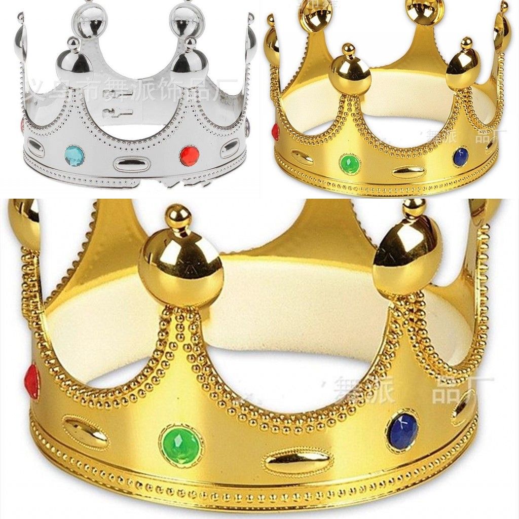 King Crown Plastic Gold Silver Color Cosplay Holloween Caps Birthday ...