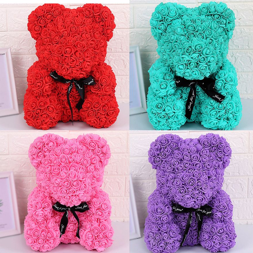 Christmas Valentines Day For Ladies Gift 25cm 10 Inches Rose Bear Toy Flowers Bow Hugging Bear C2350 Big Stuffed Toy Elmo Plush Toy From Candybaby8888 8 94 Dhgate Com