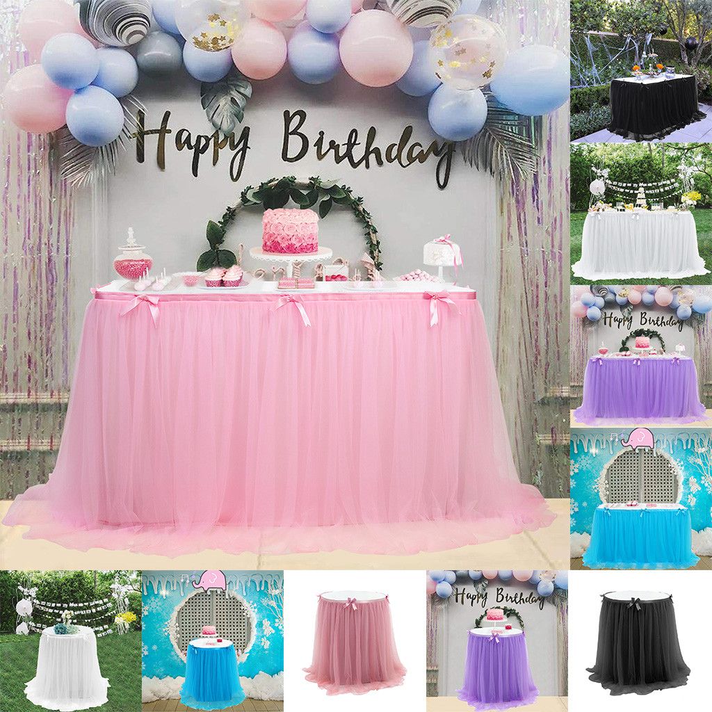 Tulle Table Skirt 4 Layer Table Cloth With Chiffon Lining Wedding Table Decoration Tableware For Birthday Baby Shower Party Tulle Table Skirt Table Skirttulle Table Aliexpress