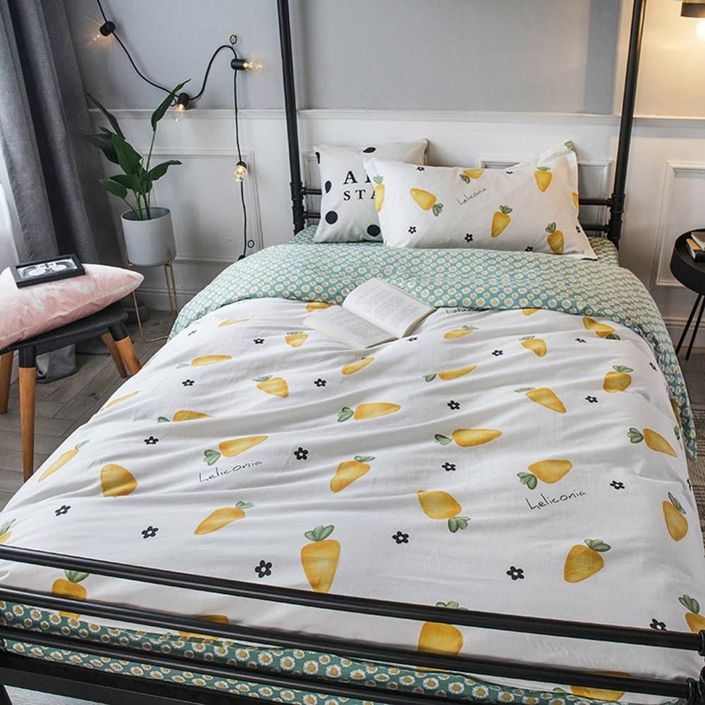 2019 Ins Yellow Carrots White Dormitory Bedding Set Twin