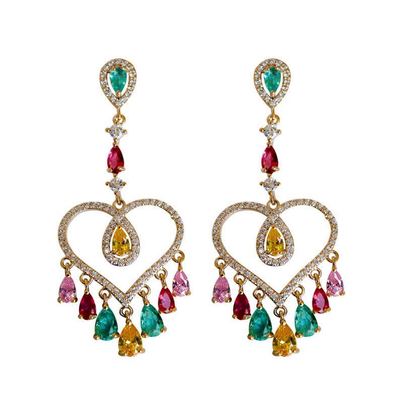 Moda Metal largo borla pendientes de Cristal exagerado Mujer Joyas Pendiente Caliente