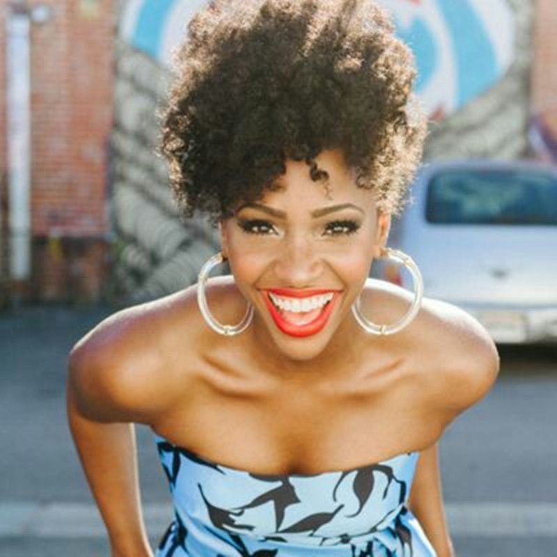 Ponytail African American Short Afro Kinky Curly Wrap Human Hair