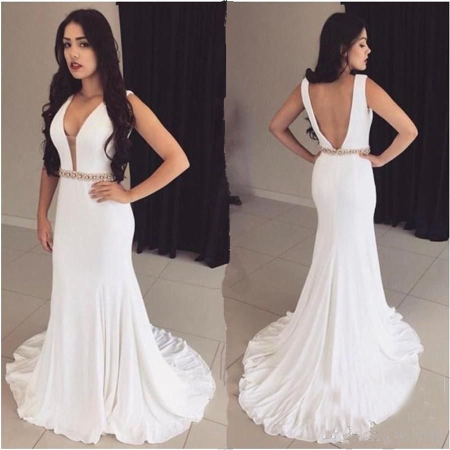 white bodycon prom dress