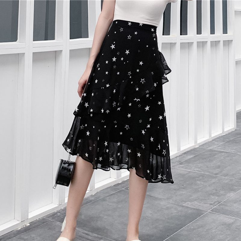 Falda de gasa de cintura alta para mujer faldas largas y elegantes Falda de gasa de cintura alta para mujer faldas largas y elegantes