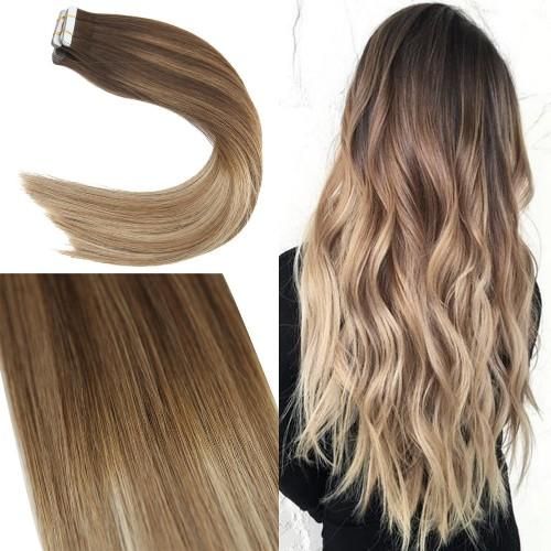 50gram Tape In Human Hair Extensions Balayage 4 6 22 Brazilian