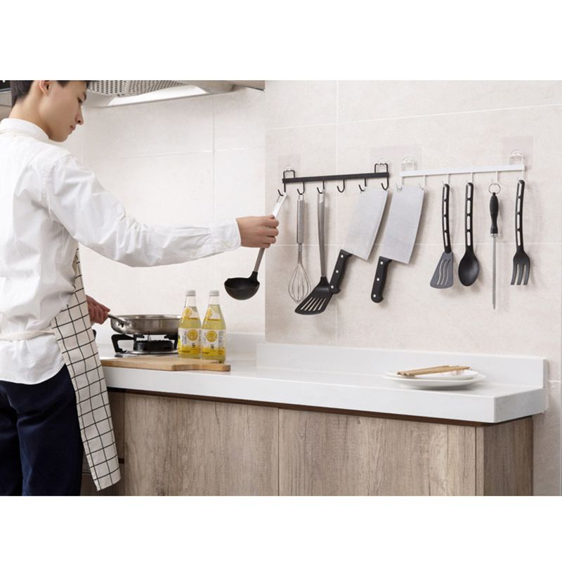 2020 Kitchen Wall Mounted Utensil Holder Rack Hanging Rail 6 Hook Iron Storage Tool From Douglass 24 06 Dhgate Com