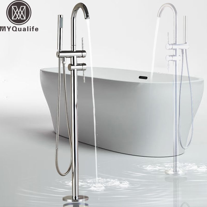 2020 Floor Mounted Chrome Bath Tub Faucet Clawfoot Free Standing