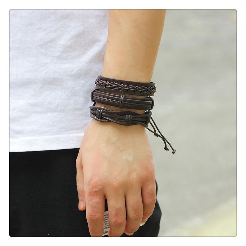 Pulsera De Cuero Tejida Para Hombres Pulsera De Mano Pulsera Pulsera De Cuero Tejida Para Hombres Pulsera De Mano Pulsera