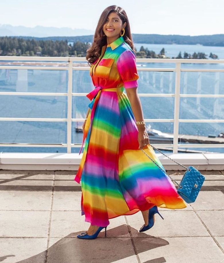 Women Colourful Striped Long Maxi 