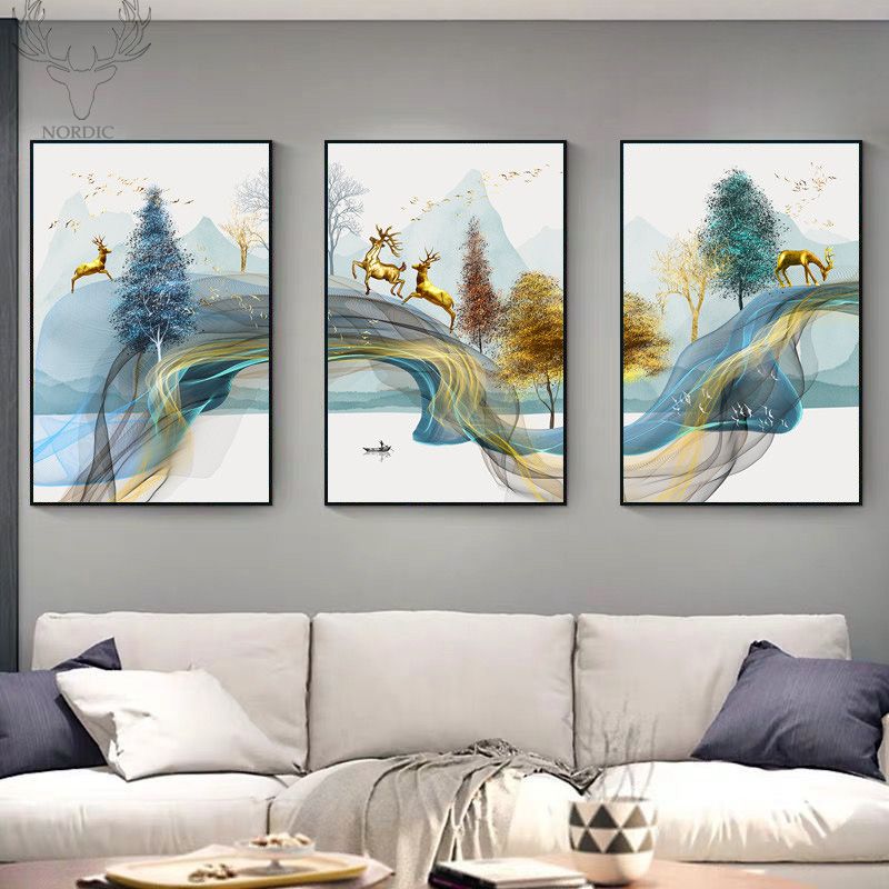 2020 Nordic Abstract Golden Deer Canvas Painting Wall Art Landscape Deer Animal Posters And Prints Modern For Living Room Decoration From Stunning88 23 42 Dhgate Com