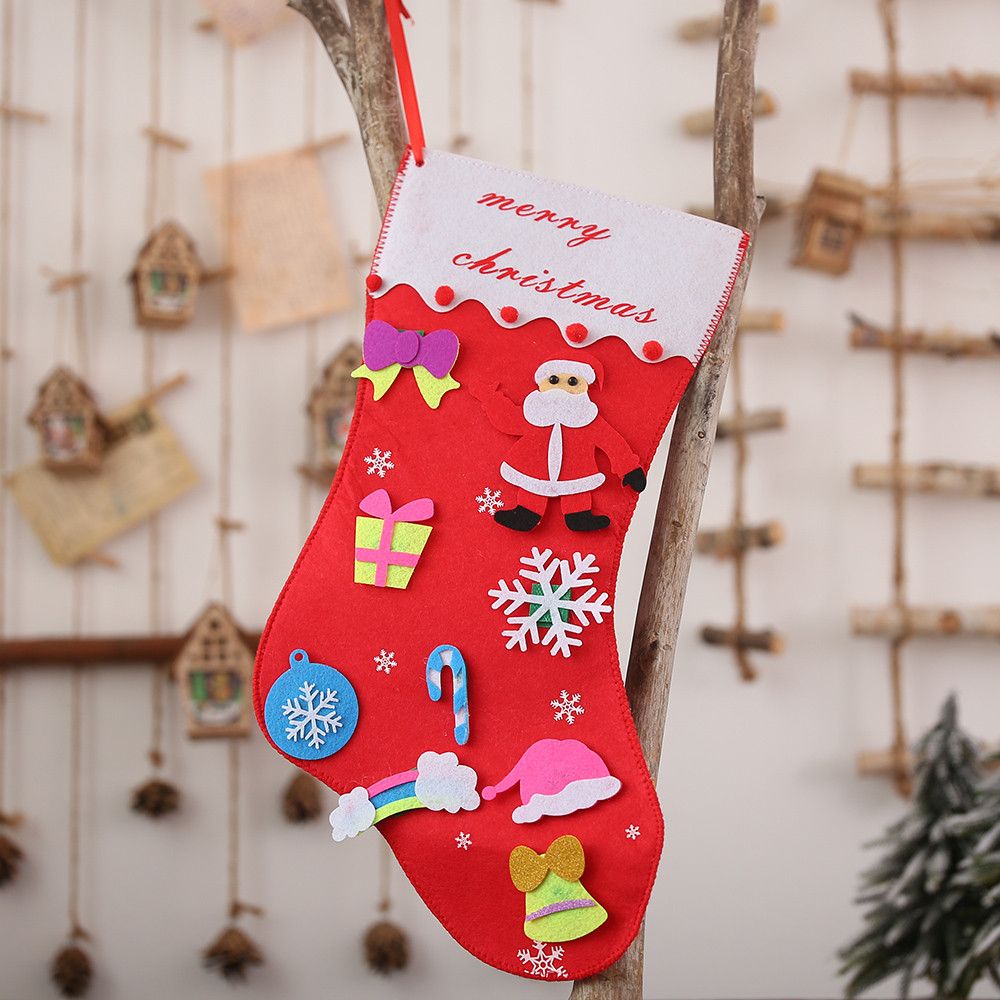 Christmas Decorations For Home Handmade Diy Red Christmas Stocking